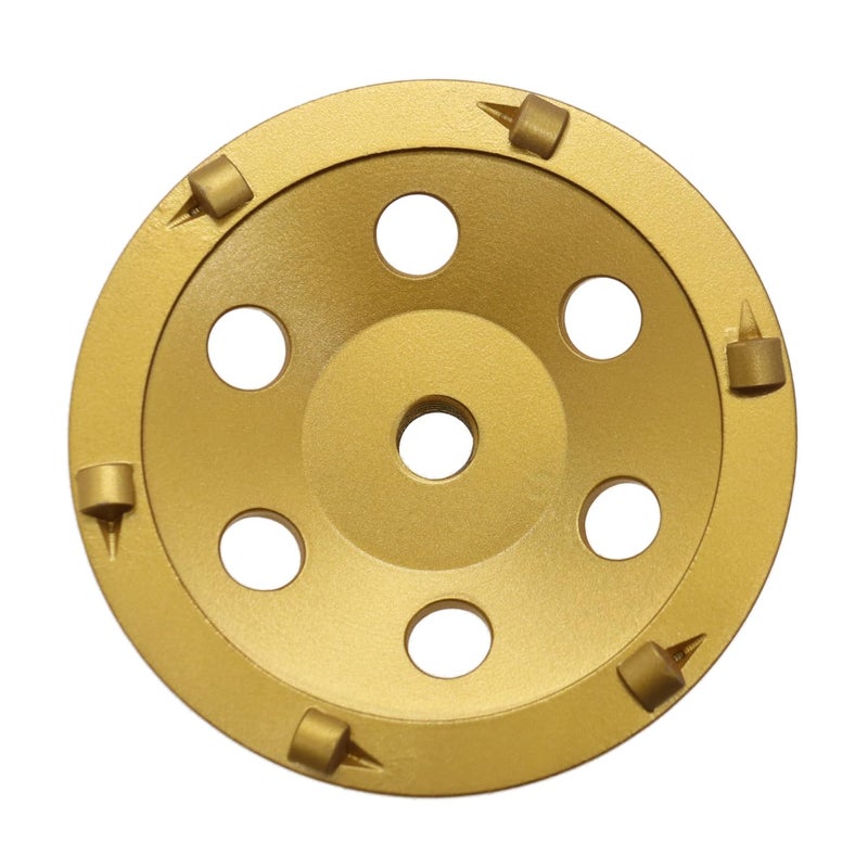 ComeFloor 5 Inch PCD Grinding Cup Wheel 6 Segments for Epoxy Thinset Glue and Concrete Floor Surface Coating Removal, 5/8”-11 Threaded - Image 1